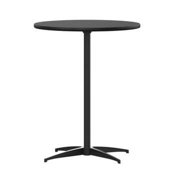 Emma and Oliver 24" Round Wood Cocktail Table with 30" and 42" Columns