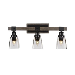 Toltec Lighting Tacoma 3 - Light Vanity in  Black/Painted Wood with 4.5" Square Clear Bubble Shade - 1 of 1
