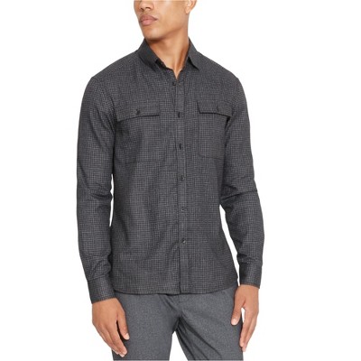 Kenneth Cole Mens Performance Mini-Check Button Up Shirt