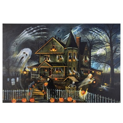 Northlight Led Lighted Creepy Haunted House Halloween Canvas Wall Art ...