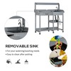 Aghana Digitals Gray Wooden Outdoor Potting Bench with Removable Sink, Faucet, Drawer, Shelves & - 4 of 4