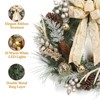 Christmas Wreath with Timer, Xmas Wreath with Light Antlers Bowknot Pine Cones Balls, Wreath for Front Door Indoor Outdoor Holiday Decor - 3 of 4