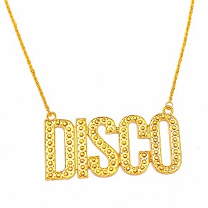 Skeleteen Gold Chain Disco Necklace - 1970s Faux Bling Jewelry Costume Accessories for Adults and Children - 1 of 4