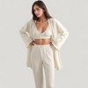 Anna-Kaci Lounge Women's 3-Piece Pajama Set with Textured Woven Knit Bra Top Open Cardigan and High Waist Pants - 2 of 4