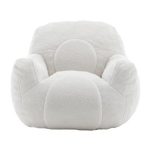 Vynxaria White Tufted Plush Bean Bag Seats with Memory Foam Filler for Dorm & Living Spaces - 1 of 4