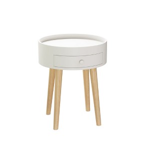 Vynxaria Nightstand with Storage Drawer & Shelf - Oak Legs, Sturdy Construction, Versatile Bedside/Side Table for Home - 1 of 4