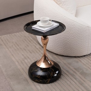 NicBex End Tables for Living Room, Mermaid Tail End Coffee Table Round Metal Pedestal Table, Minimalist Accent Table for Bedroom, Matte Gray - 1 of 4