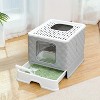 LunaLulinlk Closed cat litter box, large, with lid, drawer style, easy to clean, gray - 2 of 4