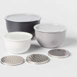 9pc Set - 3 Nesting Bowls with Lids and 3 Slicing Attachments Gray - Made By Design™