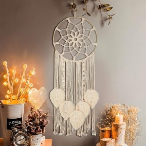 Aoibox Large Boho Macrame Dream Catcher Wall Hanging with 5 Woven Feather Tassels for Bedroom Decor - 1 of 4