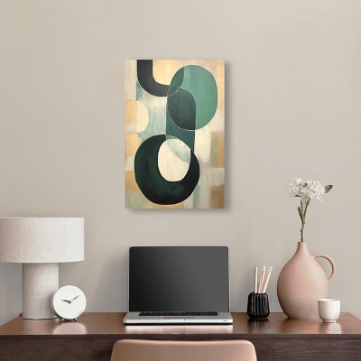 Jade and Black Abstract Shapes Canvas Wall Art, 24" x 16"
