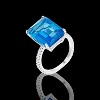 Slickblue Women’s 15 Ct. Aqua Blue Emerald Cut Cocktail Ring, Silvertone Rhodium-Plated, Pave CZ Band, Sizes 5-10 - 3 of 3