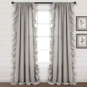 Linen Ruffle Window Curtain Panels Light - Lush Décor