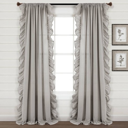 84 X54 Linen Ruffle Window Curtain Panels Light Gray Lush Décor Target