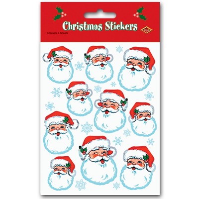 Beistle 4 3/4" x 7 1/2" Santa Face Sticker 28/Pack 24001