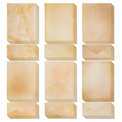 Best Paper Greetings 48-Pack Vintage Paper with Envelope, 6 Aged Classic Antique Designs, Letter Size Paper with 4 x 8.7" Corresponding Envelopes