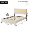 Bed Frame with Lights Headboard, Bed Frame with Fast-Charging USB Port, Upholstered Platform Bed Frame, No Box Spring Needed - 2 of 4