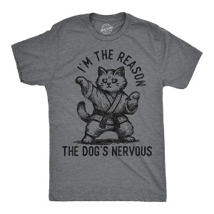 Mens Funny T Shirts Im The Reason The Dogs Nervous Sarcastic Kitten Graphic Novelty Tee For Men - Crazy Dog Men's T Shirt Dark Grey 4XL - 1 of 4