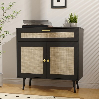 HDZNVF Boho Wood Lateral Filing Cabinet with Storage, Mid Century Modern Accent Chest with Adjustable Shelf