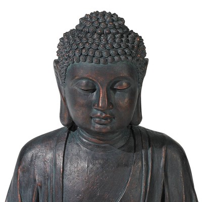 Bronze Meditating Buddha Zen Water Fountain with LED Light