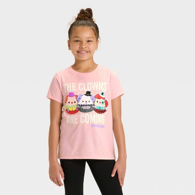 Girls' Squishmallows Clowns Halloween Short Sleeve Graphic T-Shirt - Pink
