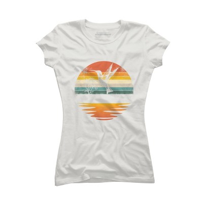Junior's Design By Humans Hummingbird Vintage Retro Sunset Hummingbirds By JplusFunny T-Shirt