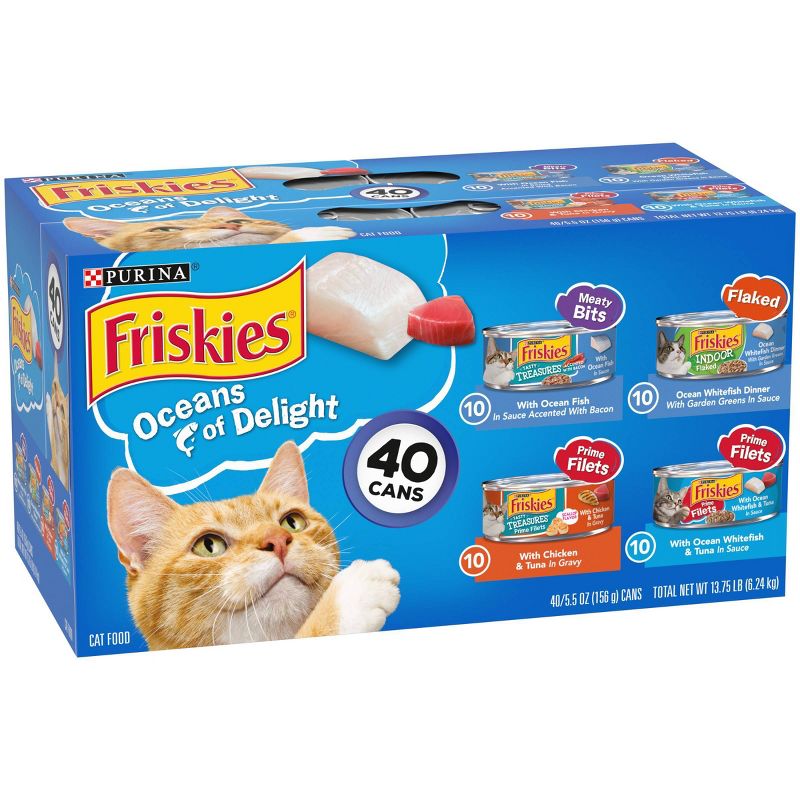 Friskies Oceans of Delight Fish Flavor Wet Cat Food - 5.5oz/40ct Variety Pack, 5 of 7