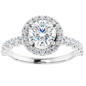 Pompeii3 1 3/4Ct Halo Diamond Engagement Ring 14k White Gold - 1 of 4