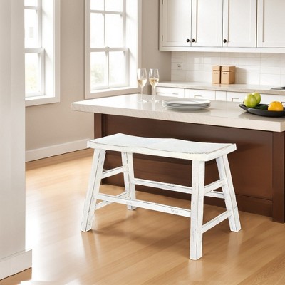 Royal Hampton 33" Wide Counter Height Bench | Trestle Legs with Footrests | Mahogany Wood