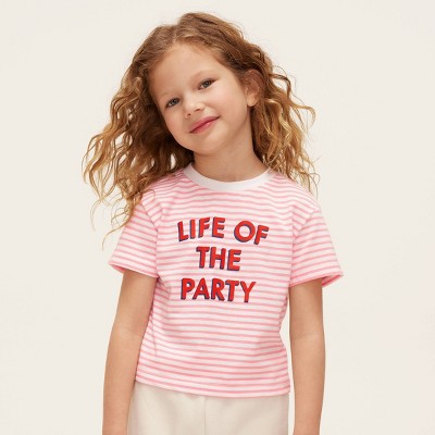 Toddler Life of the Party Stripe Short Sleeve Graphic T-Shirt - kate spade new york x Target Pink/White/Red