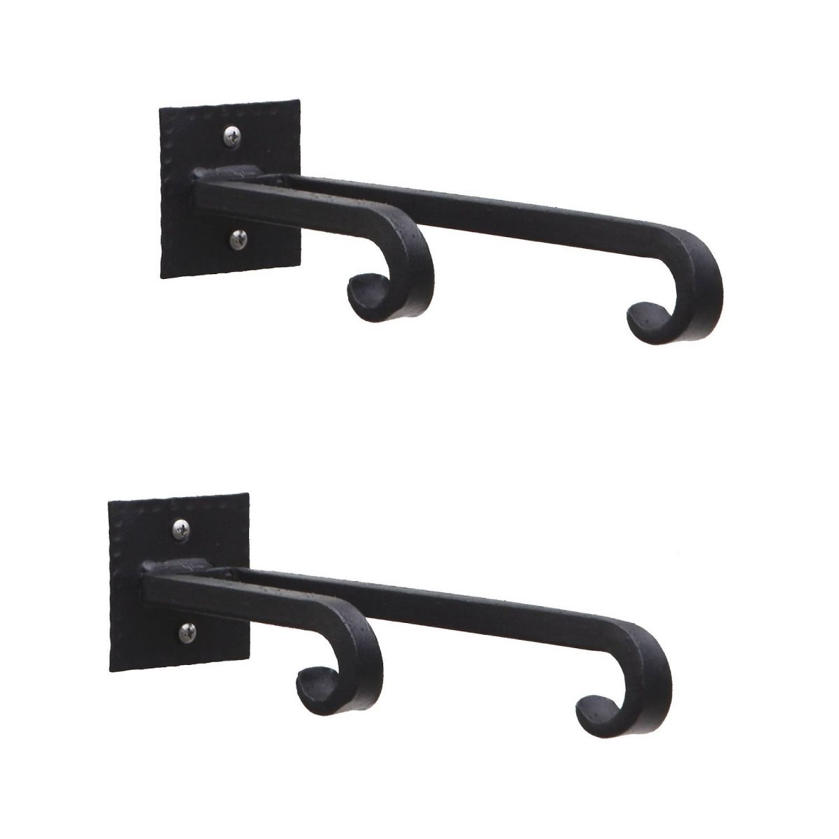 ACHLA Designs 2pc Iron Lodge Double Bracket and Multiple Hooks Black 2.5"x10"