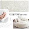 Efomao Round Ultra Soft Chenille Foam Bean Bag Chair - Oversized Comfy with Armrests & 3 Pillows - for Adults/Teens (White) - 3 of 4