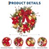 Lighted Christmas Wreath for Front Door, 24" Artificial Wreath with Red Berries, Flowers, Decorative Balls, for Indoor Outdoor Decoration, Red Gold - 3 of 4