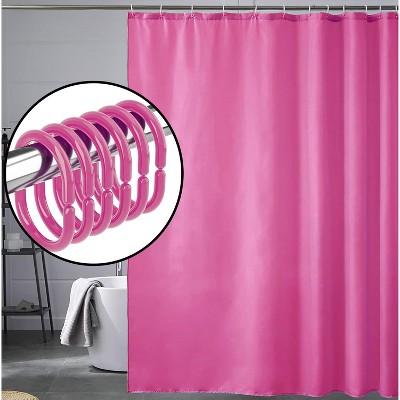 Home Mart Goods Pink PEVA Shower Curtain Liner Waterproof & Plastic Rings - 71" x 71"