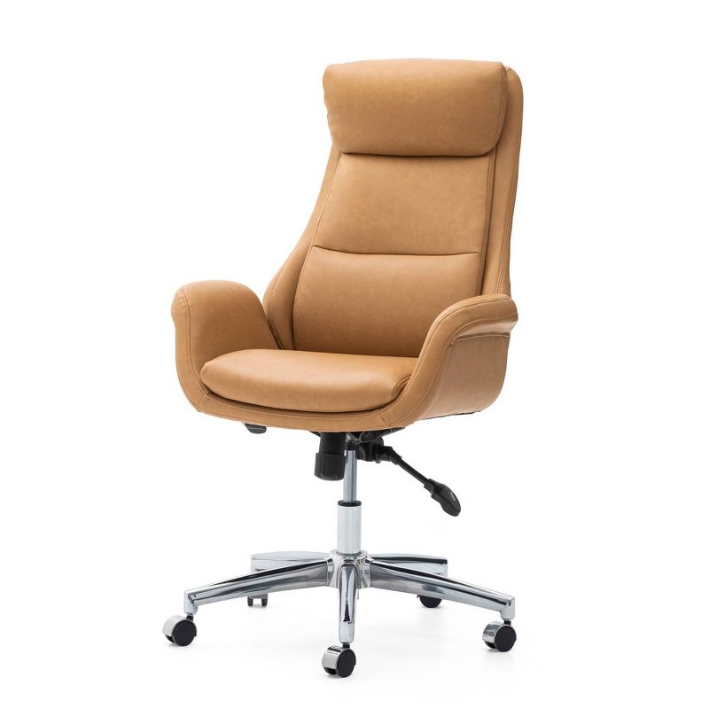 Mid-Century Modern Air Leatherette Adjustable Swivel High Back Office Chair - Glitzhome, 3 of 11
