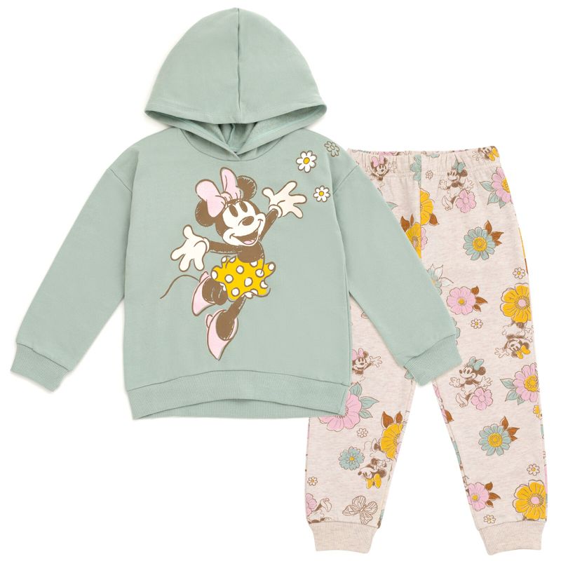 Disney Minnie Mouse Girls Fleece Pullover Hoodie and Pants Outfit Set Toddler to Little Kid, 1 of 8