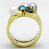 Slickblue Gold Ion-Plated Stainless Steel Ring with Multicolor Pearls, Women's Fashion Ring, Size 5-7 - 3 of 4