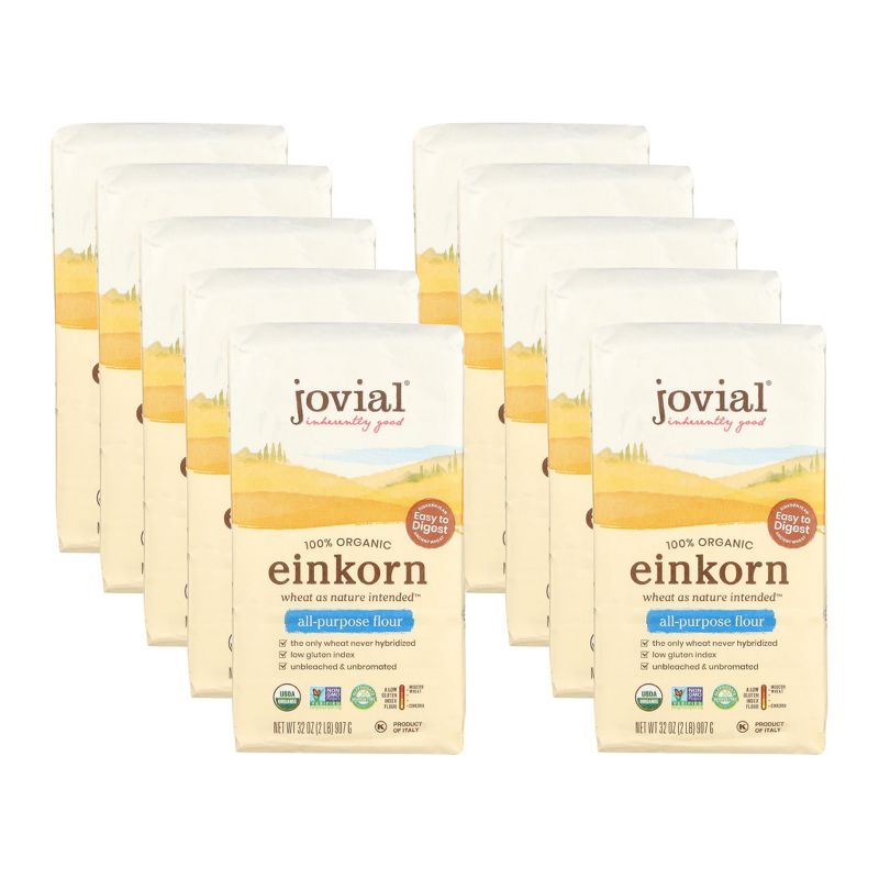 Jovial 100% Organic All Purpose Unbleached Einkorn Flour - Case of 10/32 oz, 1 of 7