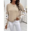 Coolmee Women's Floral Pattern Crewneck Long Sleeve Drop Shoulder Sweaters Pullover Tops Small Apricot - 2 of 4