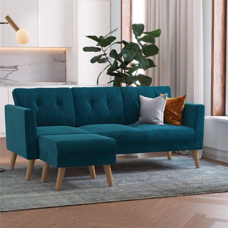 Gloria Upholstered Velvet Sectional Sofa with Detachable Ottoman and Reversible Design - CosmoLiving by Cosmopolitan, 3 of 11