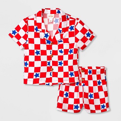 Image of Baby Boys' Notch Collar Top & Bottom Set - Cat & Jack™ Red 6-9M