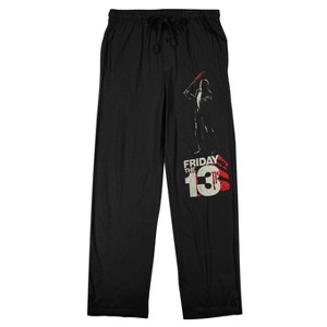 Friday the 13th 13 Logo Men's Black Graphic Sleep Pajama Pants - 1 of 4