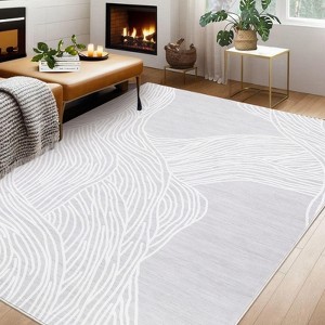 Washable Area Rugs for Living Room, Non Slip Low Pile  Rugs for Bedroom, Foldable Carpet Indoor Non-Shedding Floor Carpet for Office，Multiple size - 1 of 4
