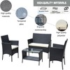 4 Piece Wicker Patio Furniture Set, Outdoor Conversation Set With With Loveseat & 2 Armchair, Porch Wicker Chairs Set for Poolside Backyard - 4 of 4