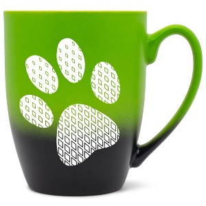 Elanze Designs Pawprint Diamond Gradient Two Toned Ombre Matte Green and Black 12 ounce Ceramic Stoneware Coffee Cup Mug - 1 of 4