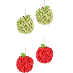 REGALWOVEN Soft Absorbent Fluffy Chenille Ball Bathroom Hand Towels with Wall Hook 4 Pack - 1 of 4