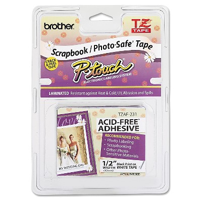 Brother P-Touch TZ Photo-Safe Tape Cartridge for P-Touch Labelers - Black/White