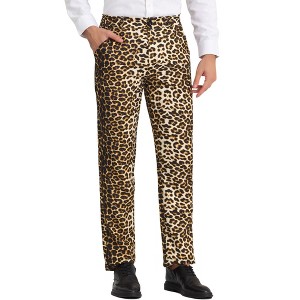 INSPIRE CHIC Men's Flat Front Party Prom Animal Printed Pants - 1 of 4