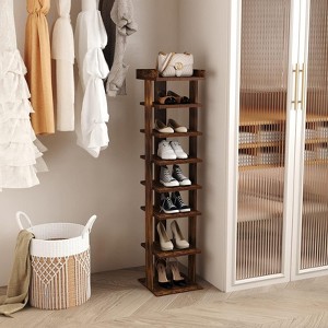 Tree City - Slim 7-Tier 45'' Vertical Wooden Shoe Rack for Entryway, Closet & Small Spaces ¨C Holds 7¨C10 Pairs - 1 of 4