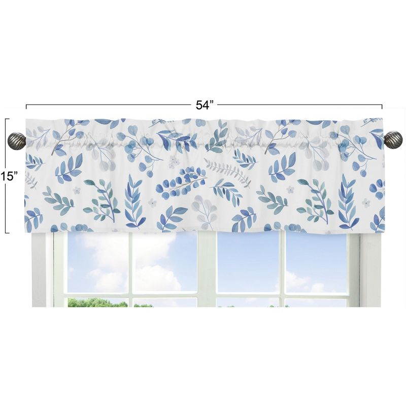 Sweet Jojo Designs Window Valance Treatment 54in. Botanical Blue and White, 3 of 5